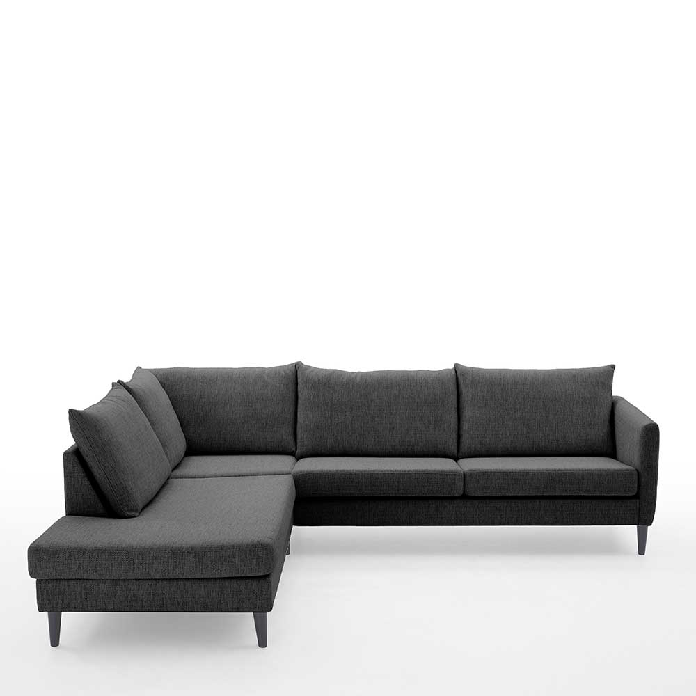 Skandi Ecksofa in Anthrazit mit Schwarz - Soltropa