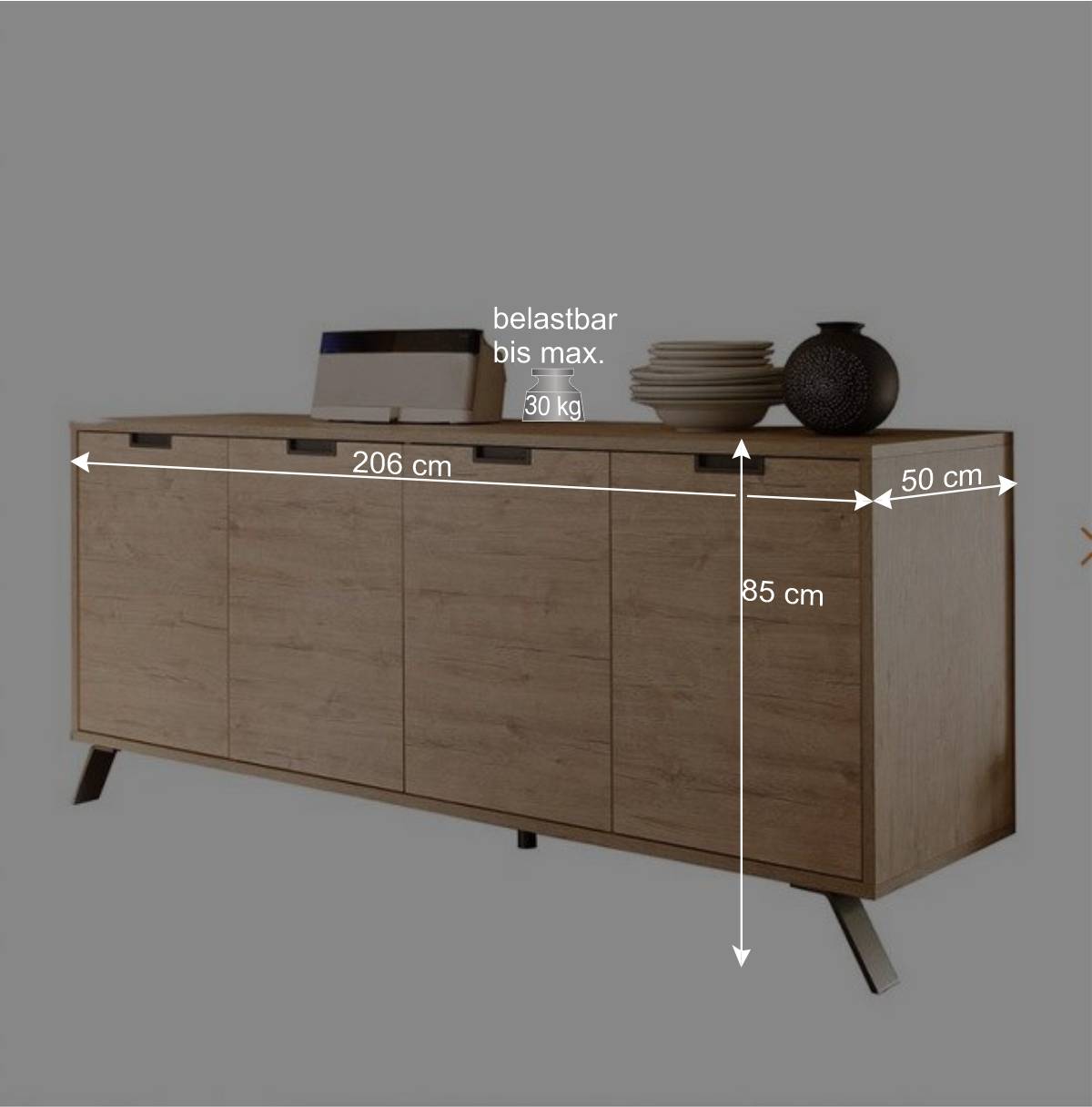 Retro Sideboard Rodonda in Eiche