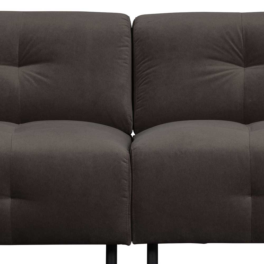 245x75x90 Samtsofa in Graubraun - Lady