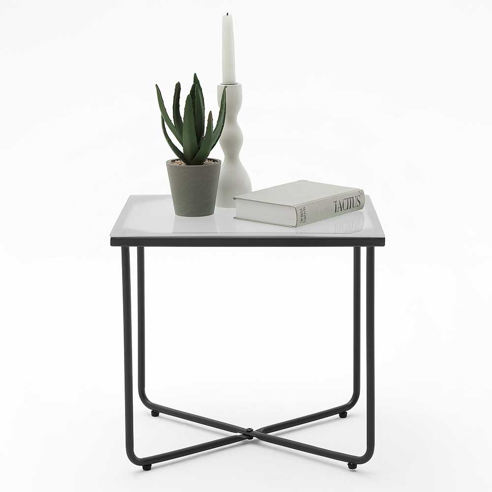44x41x35 Beistelltisch mit Weißglasplatte - Acamars