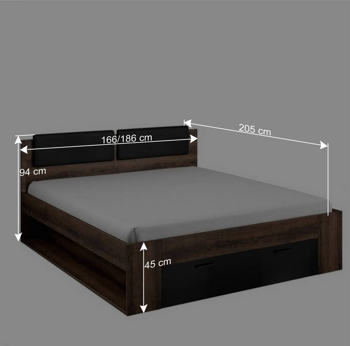 Doppelbett mit Sockel und Stauraum - Ulpro