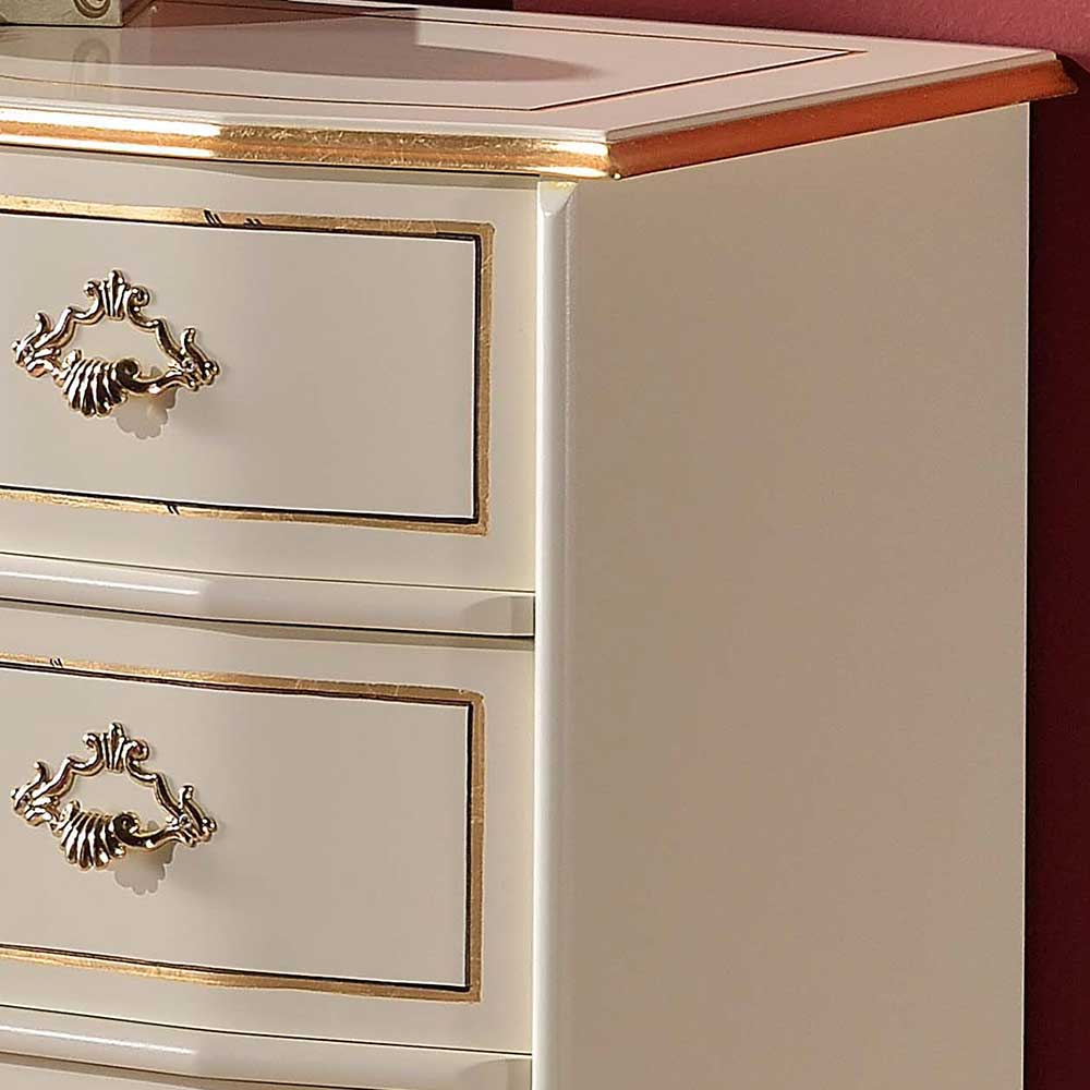 Kommode im Barockstil cremefarben mit goldenen Griffen und Zierleisten – Iviada