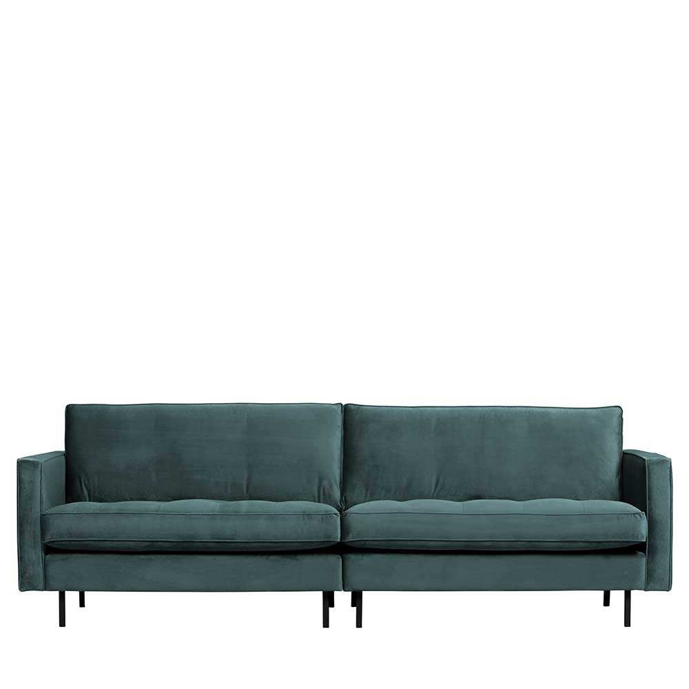 Retro Samtsofa in Petrol Blau - Fledos