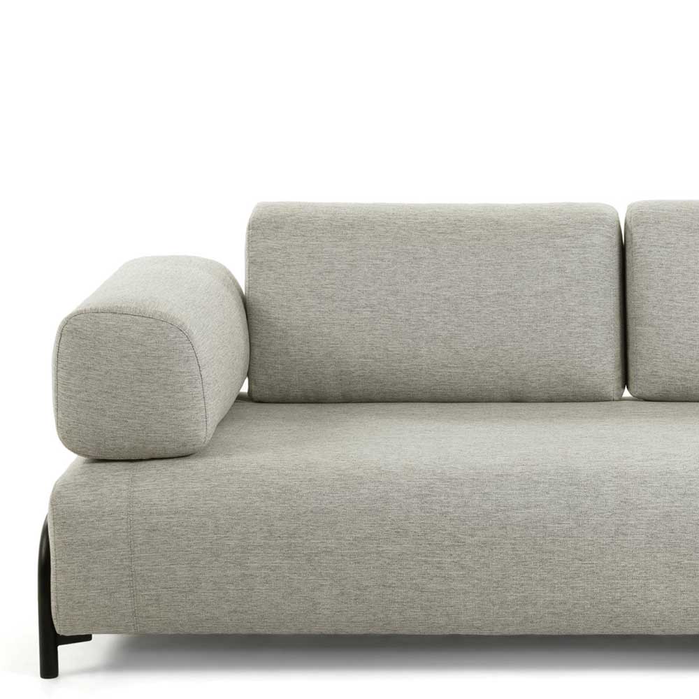 Beiges Webstoff Sofa mit runder Armlehne links und weichen Rückenpolstern – Aberdeens