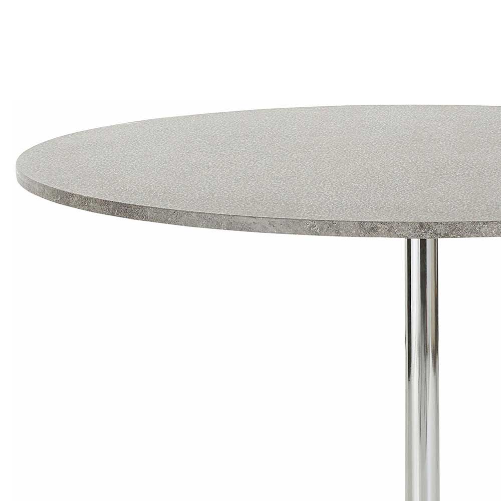 Runder Betonoptik Tisch mit Chrom Tellerfuß - Anguro