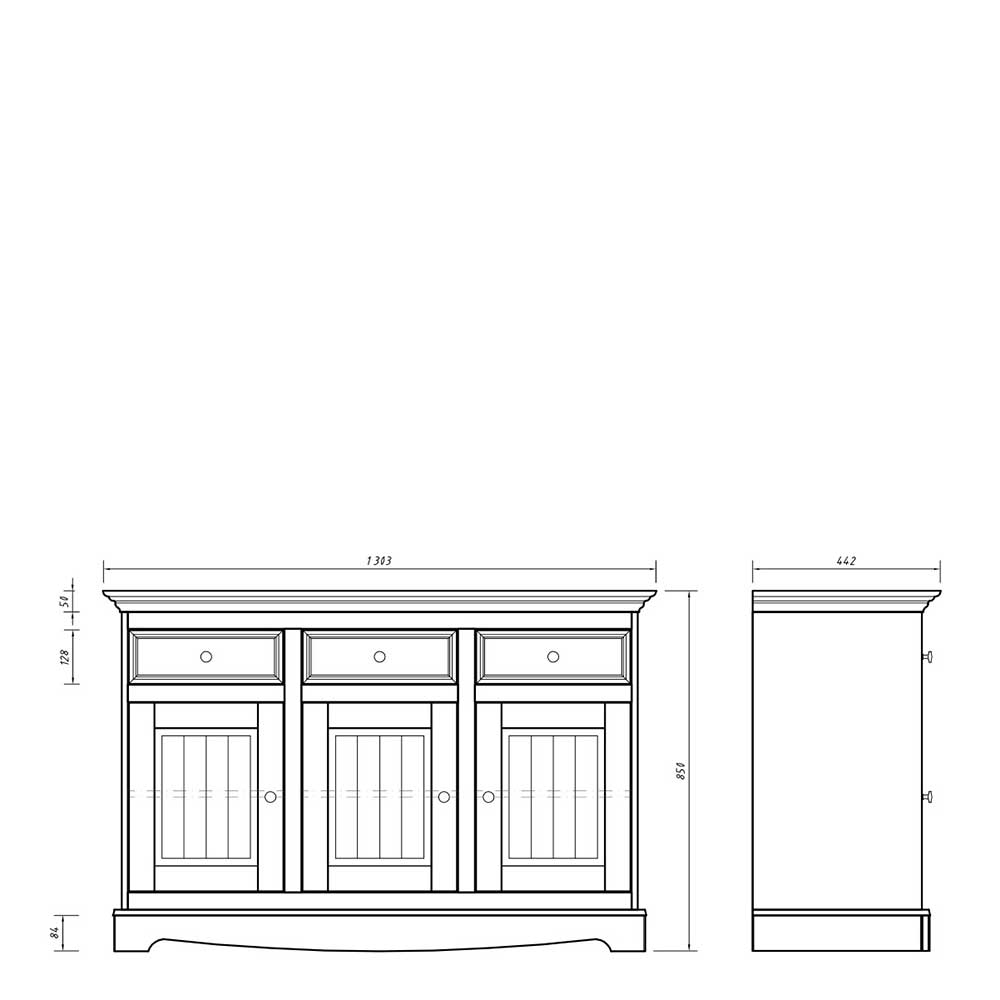 Landhaus Kombi-Kommode in Grau & Eiche - Witenga