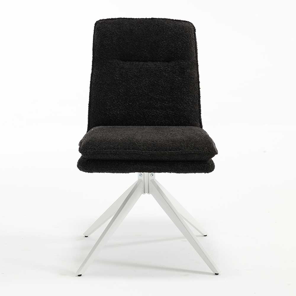 Esszimmer Drehstuhl aus Boucle Anthrazit - Calarina (2er Set)