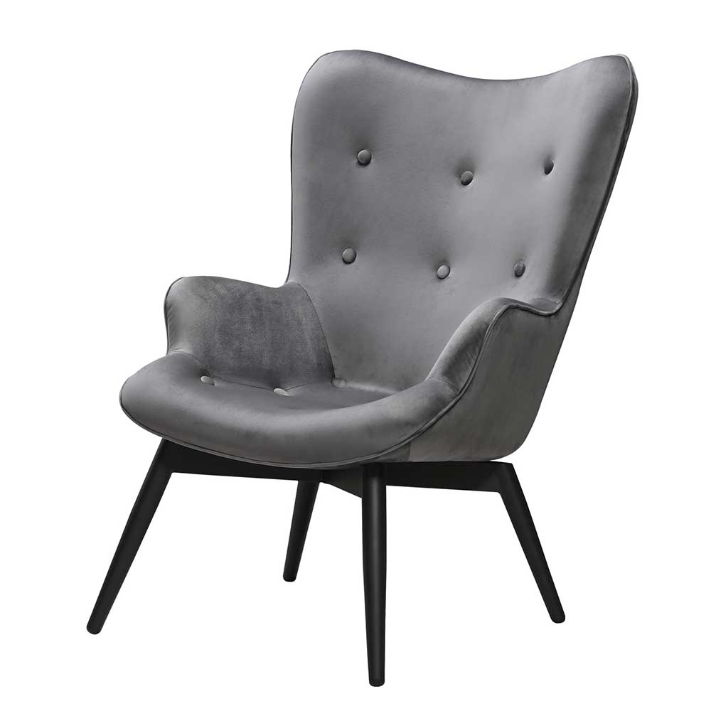 Skandi Sessel in Grau Samt - Jakalyn