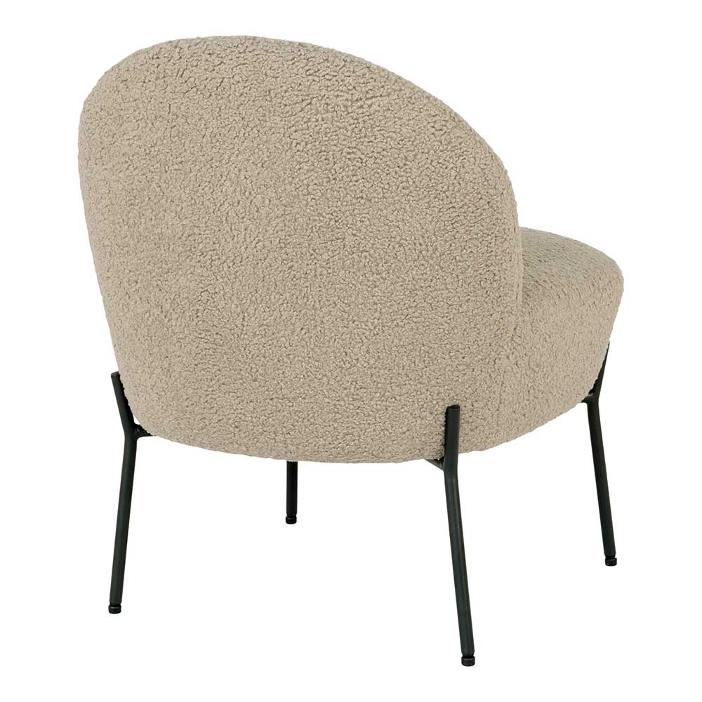 Plüsch Sessel ohne Armlehnen in Beige - Zutana