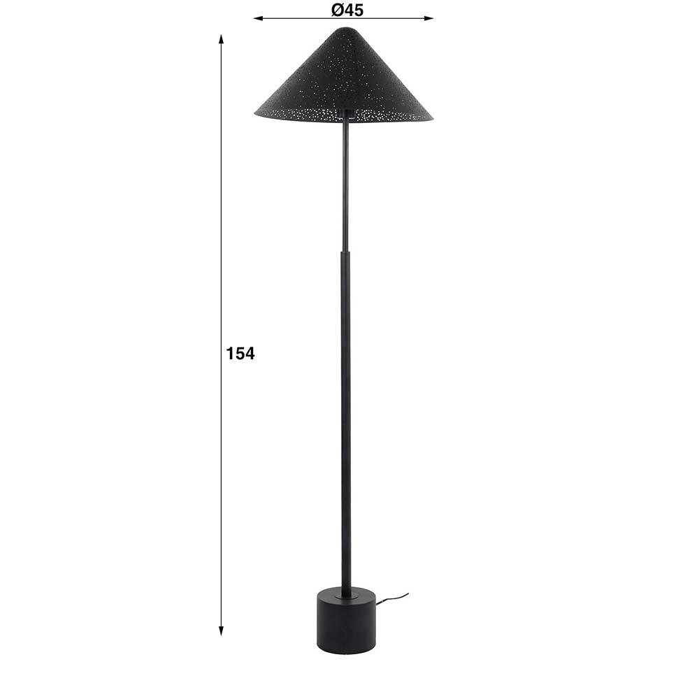 Schwarzgraue Stehlampe aus Metall mit Maßen und Abmessungen 154 cm hoch – Catron