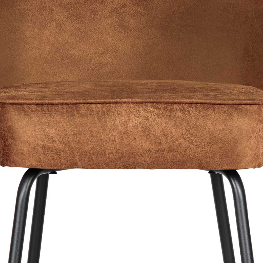 Retro Recyclingleder Barstuhl in Cognac Braun - Loritanav