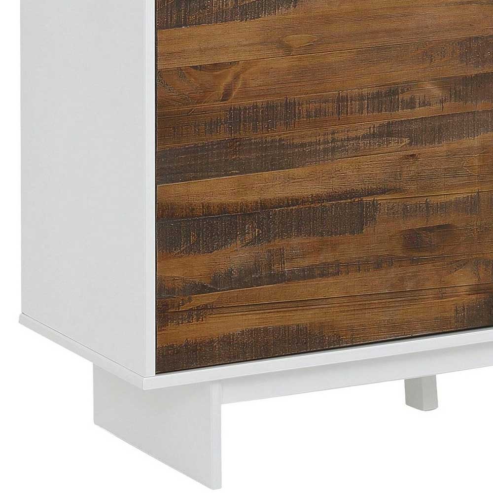 100x120x35 Highboard in Weiß & Kiefer dunkel - Chihu
