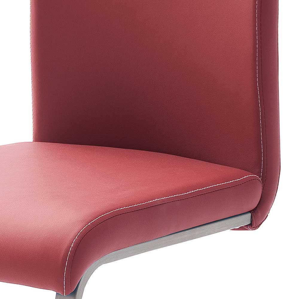 Kunstleder Schwingstuhl in Rot dunkel Castalla mit Edelstahl Fuß (4er Set)