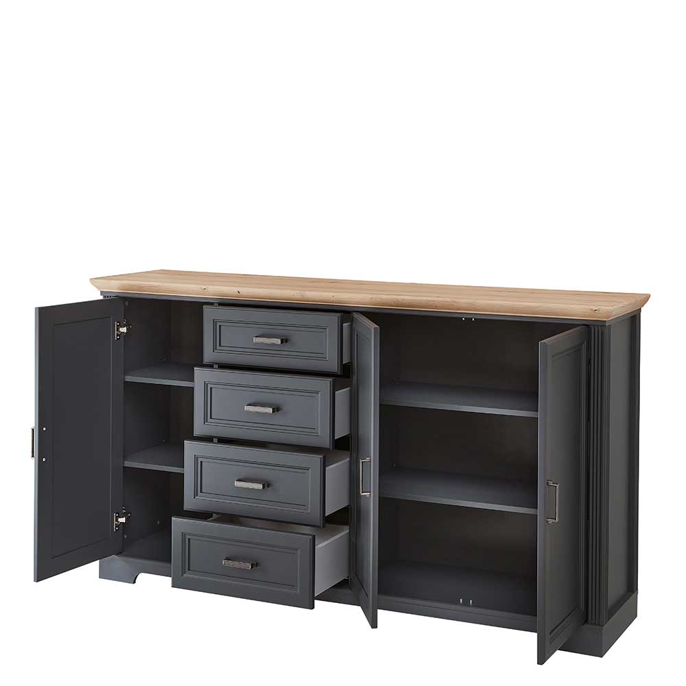 Hohes Sideboard in Dunkelgrau & Eiche - Joe