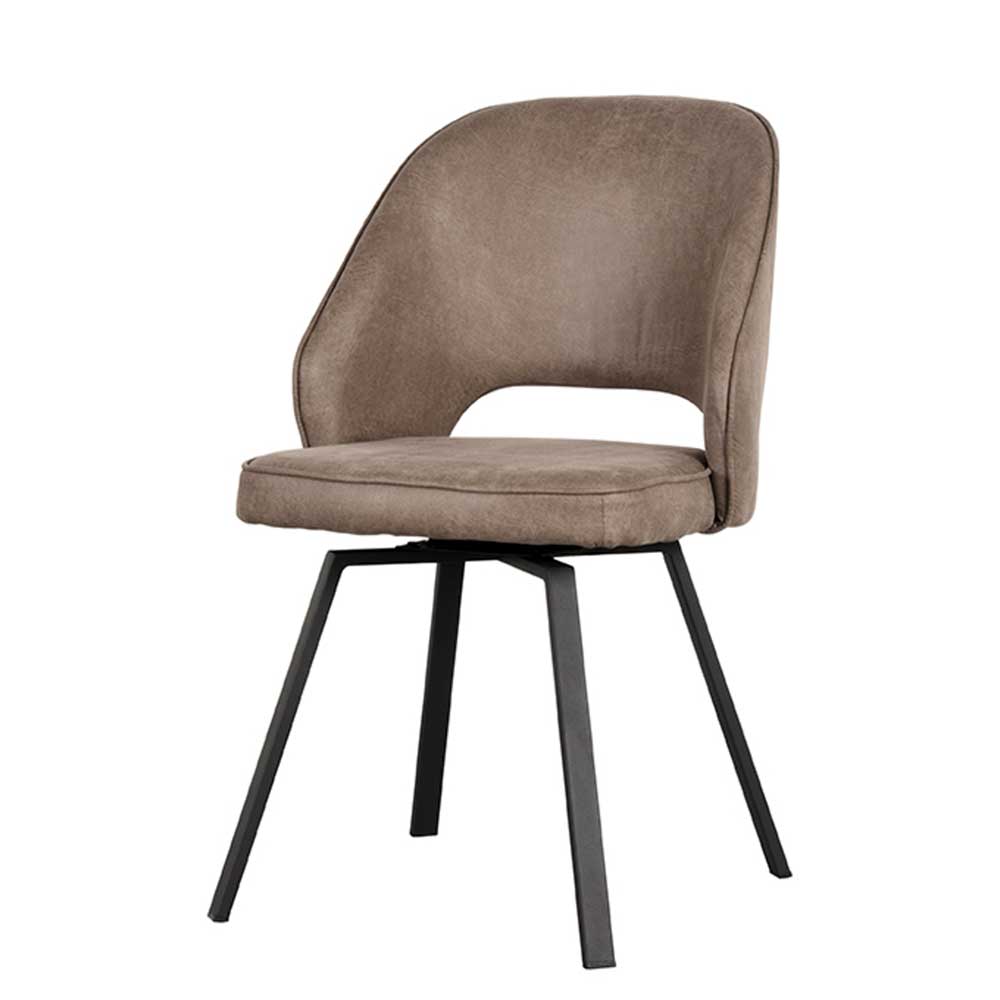 Polsterstuhl aus Microfaser Taupe - Imenza (2er Set)