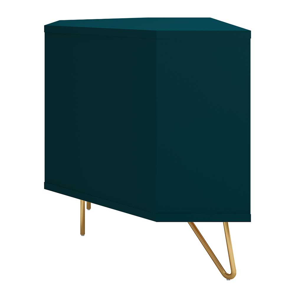 100x58x50 TV Eckschrank in Petrol & Gold - Cross