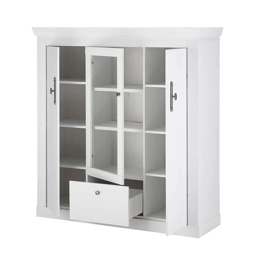 Highboard Vitrine in weißer Holzoptik Pinie - Liancos