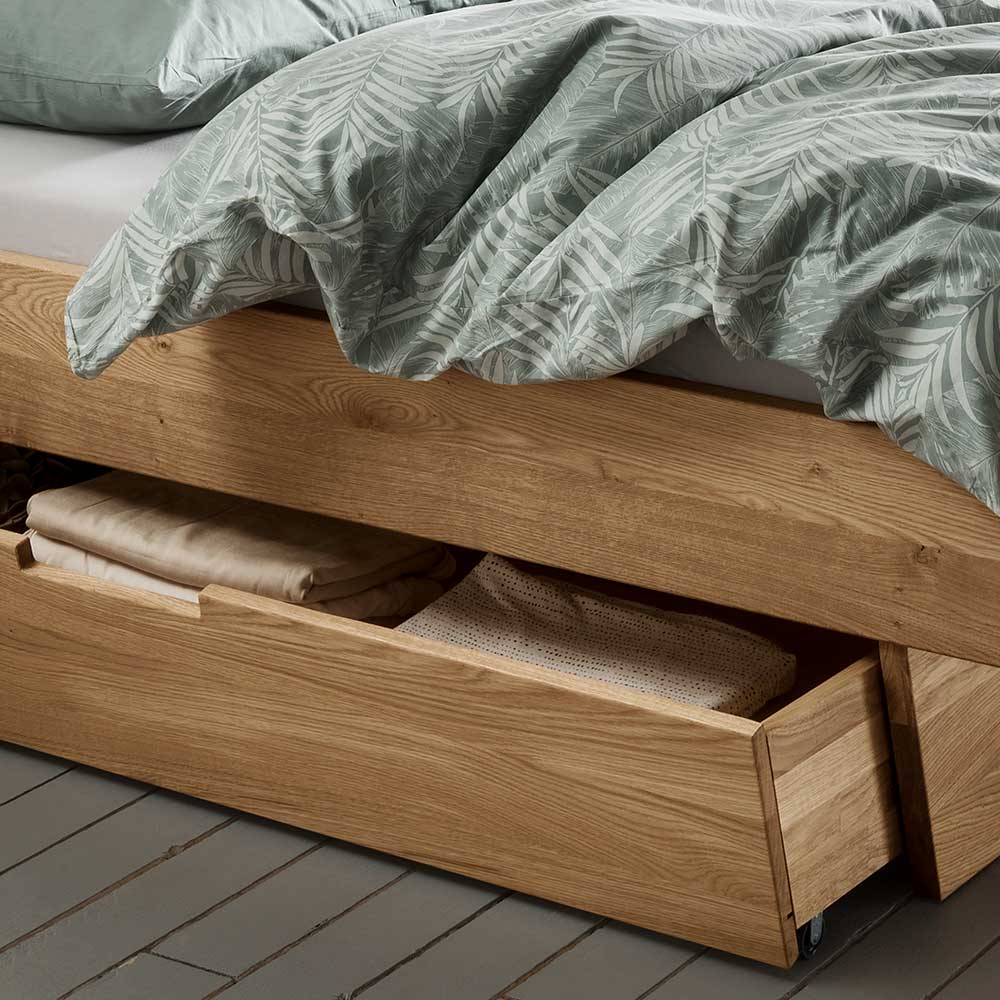Doppelbett mit zwei Bettkästen aus Wildeiche - Zennian