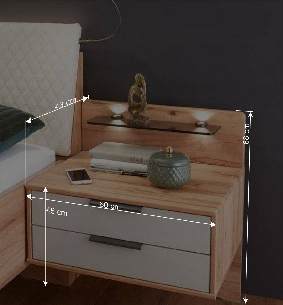 Doppelbett Kombi mit Nachtkommoden - Krofun (dreiteilig)