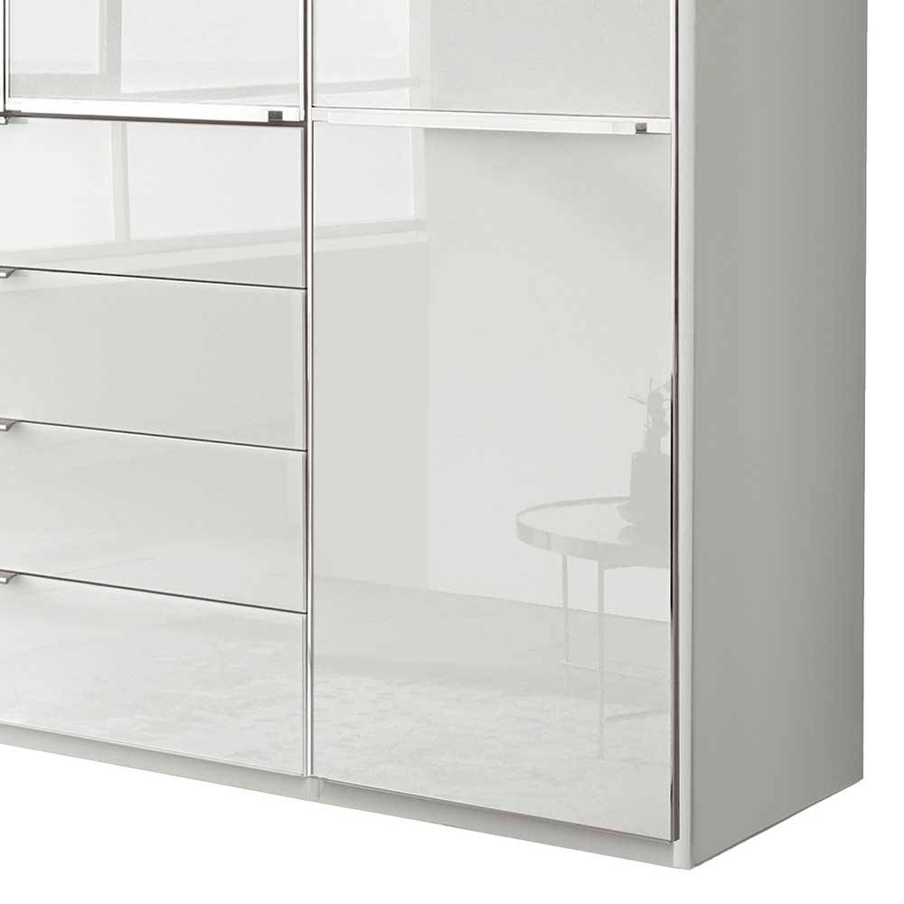 4-türiger Kleiderschrank in Weiß Glasfront - Rocca