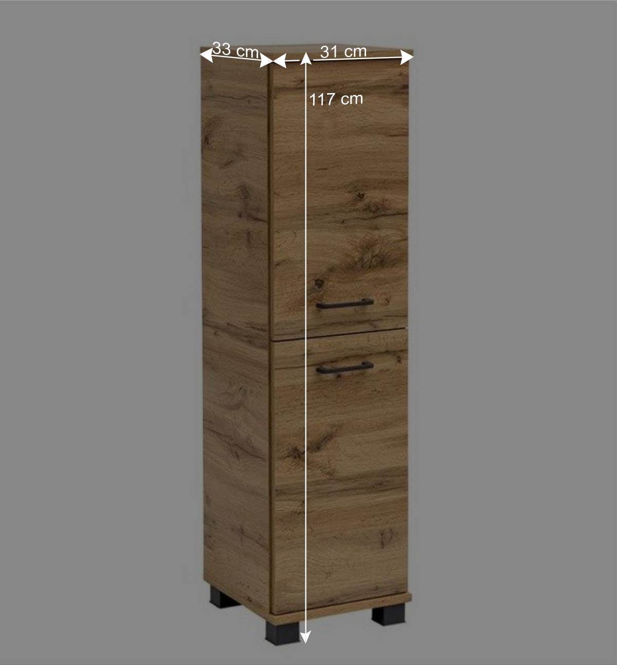 117 cm hoher Badschrank in Wildeiche Touchwood NB - Jessmi
