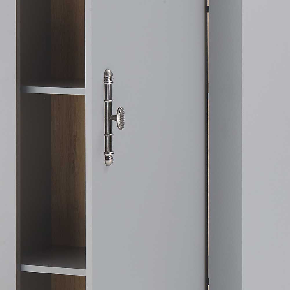 68x142x37 Landhaus Schrank in Lichtgrau & Eiche NB - Buleta