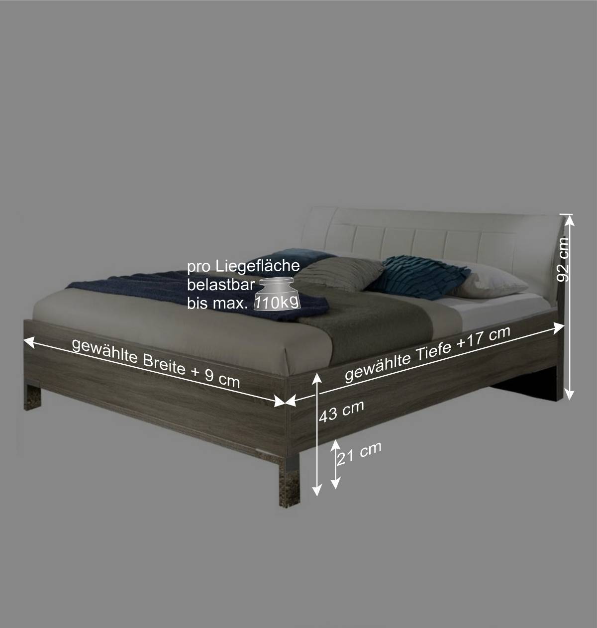 Ehebett Estren mit Polsterkopfteil