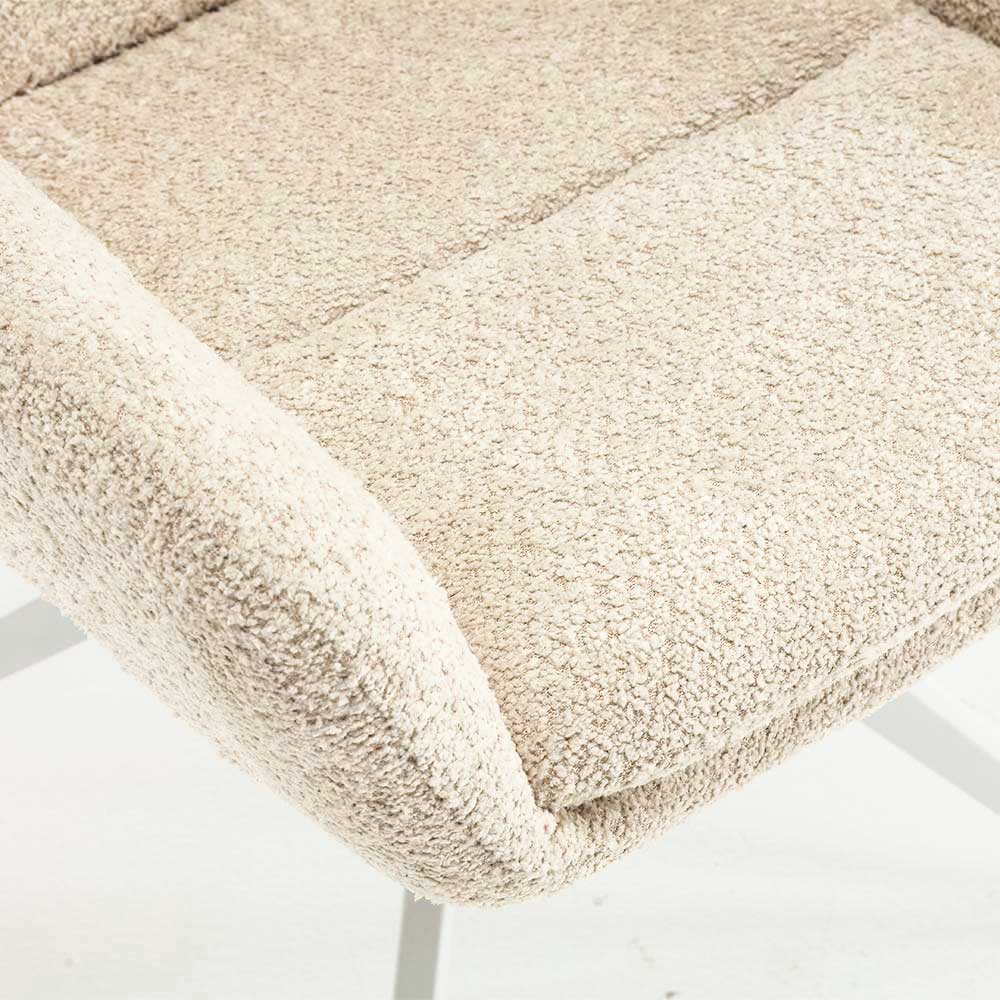 Boucle Armlehnenstuhl in Creme - Caragua (2er Set)
