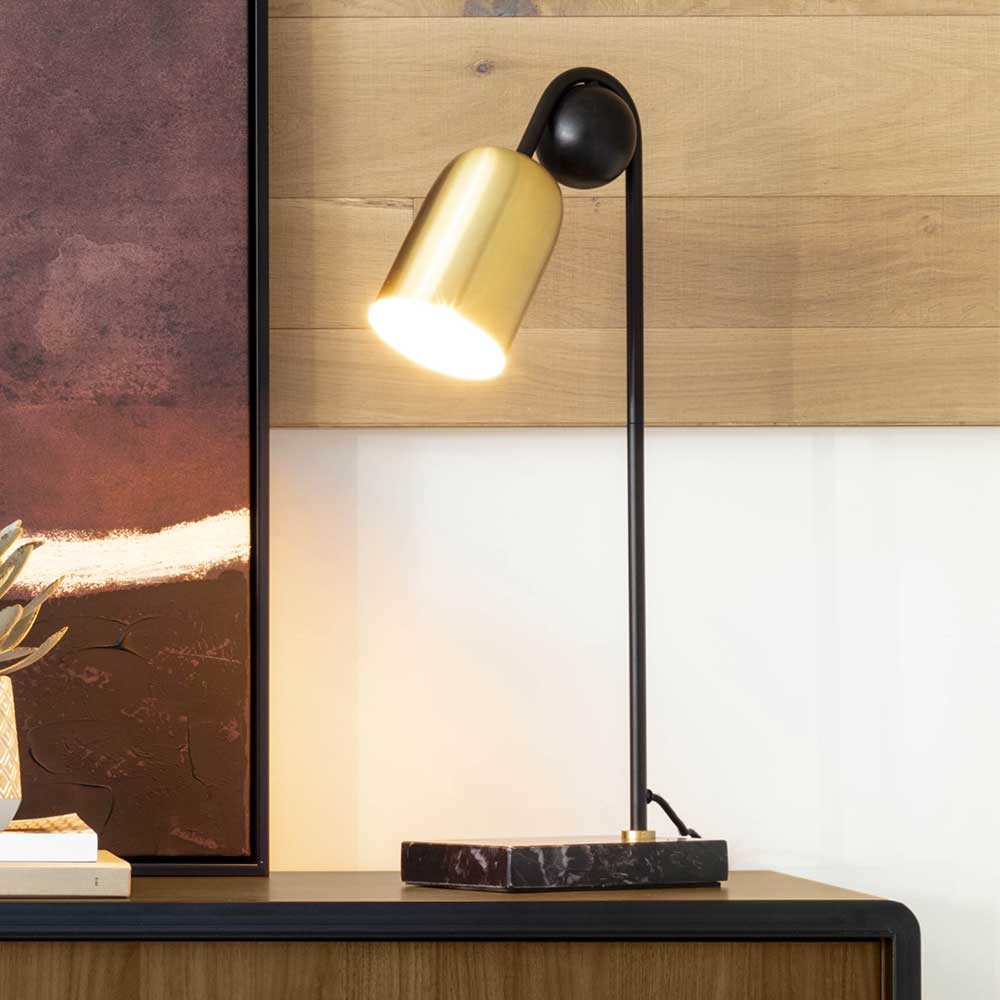 Designer Tischlampe in Messing & Schwarz - Barreras
