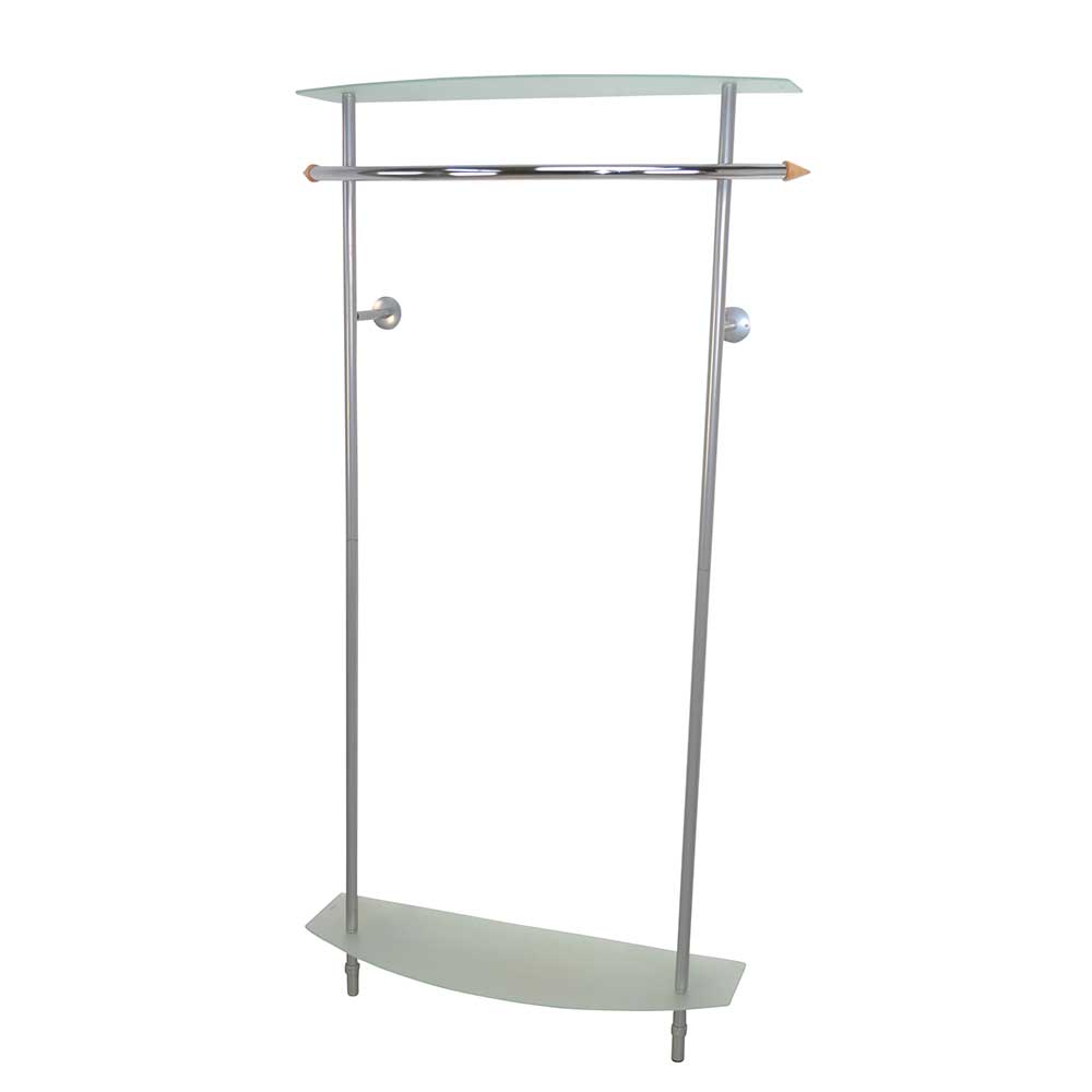 96x182x30 Metallgarderobe mit 2 Milchglas Ablagen - Greeceline