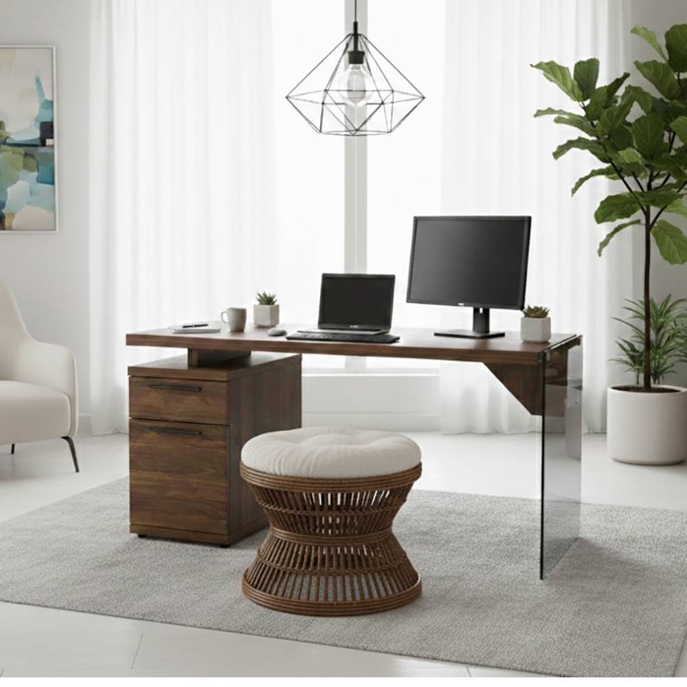 Designer-Schreibtisch in Walnuss Holzoptik - Vallonda