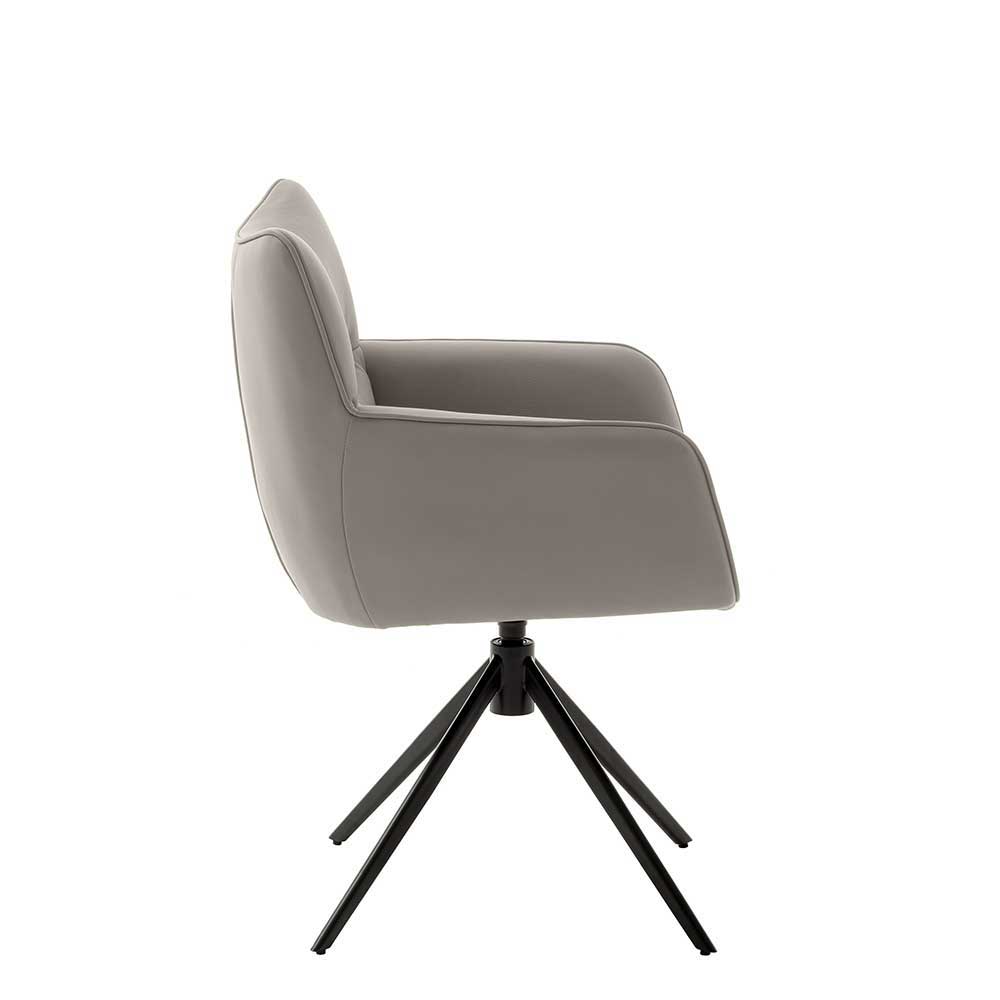 Leder Esstischstühle in Creme - drehbar - Klimaca (2er Set)