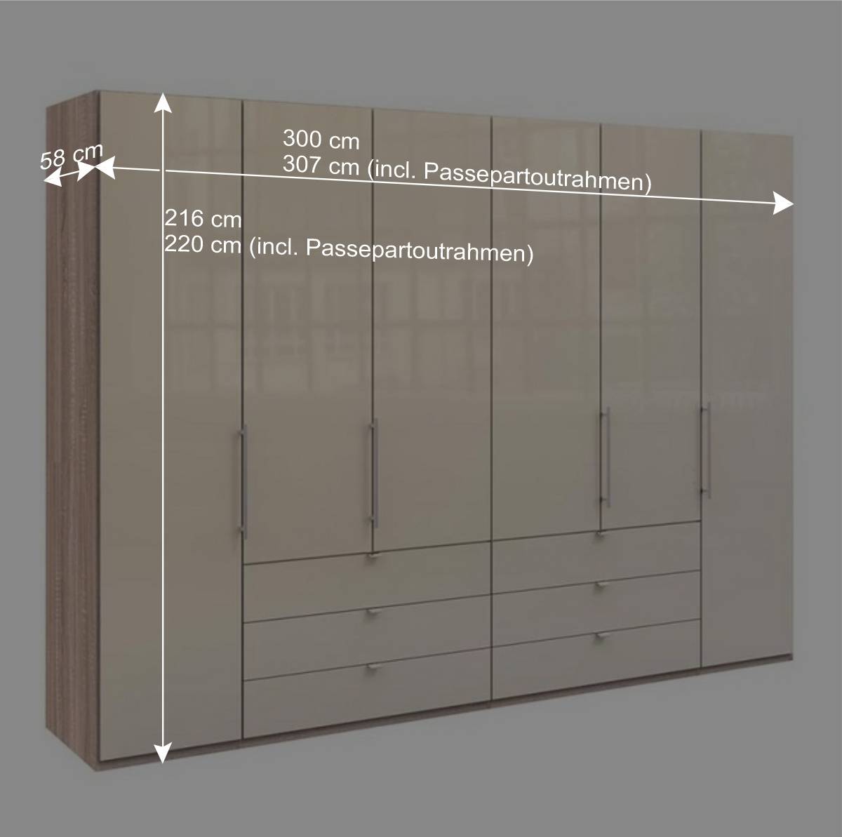 Schlafzimmerkleiderschrank mit sechs Schubladen - Rativian