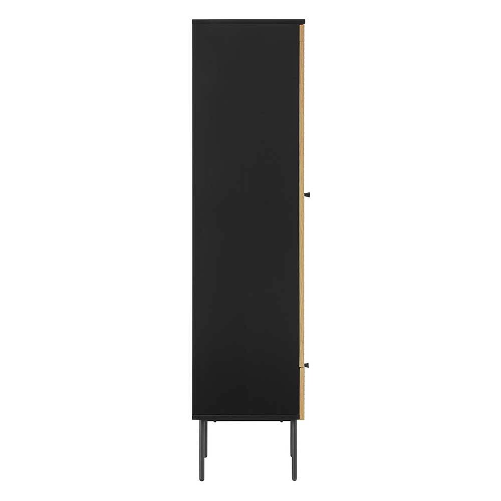 40x179x43 Vitrine in Eiche und Schwarz - Piassona