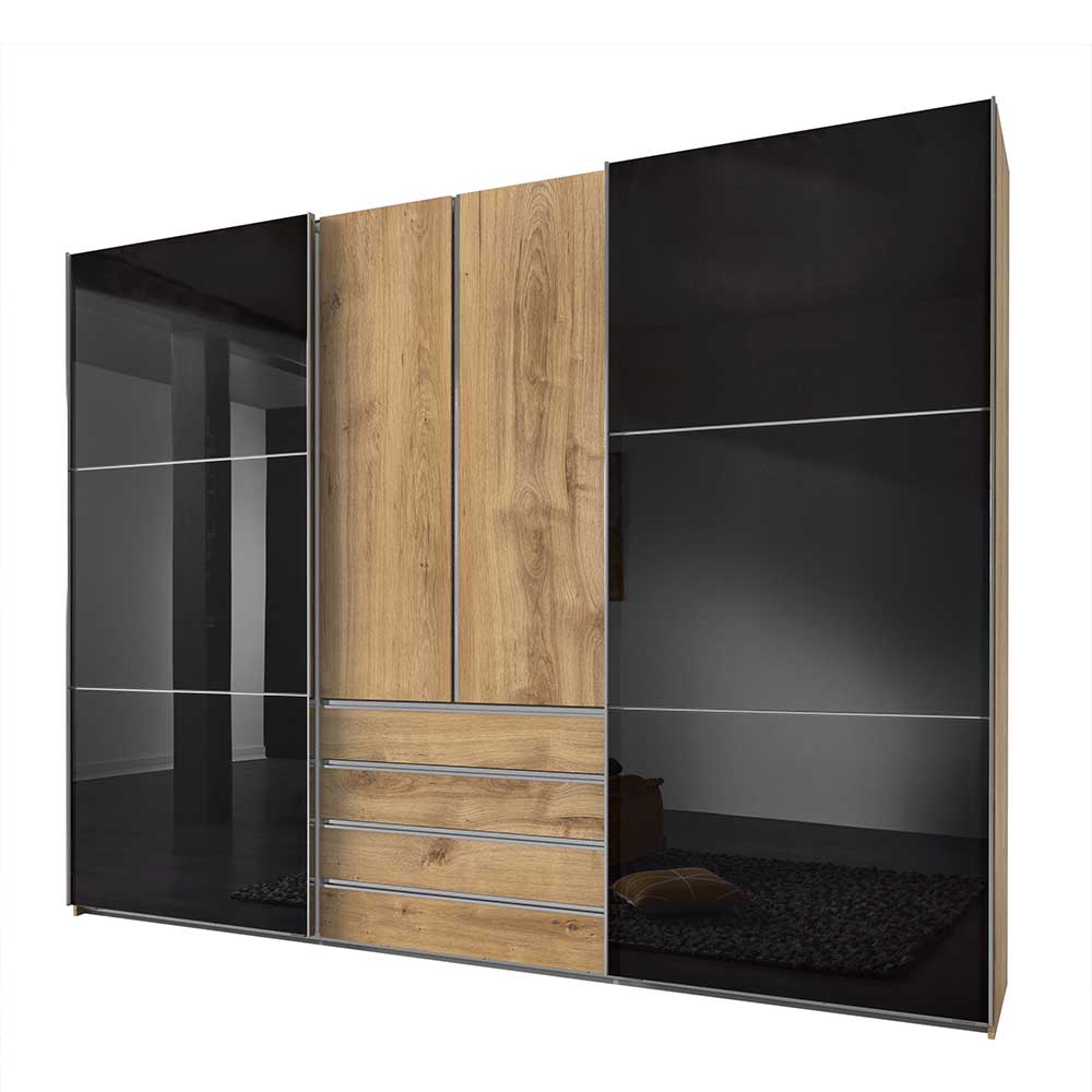 Schlafzimmer Kleiderschrank in Dunkelgrau Glas - Hectos