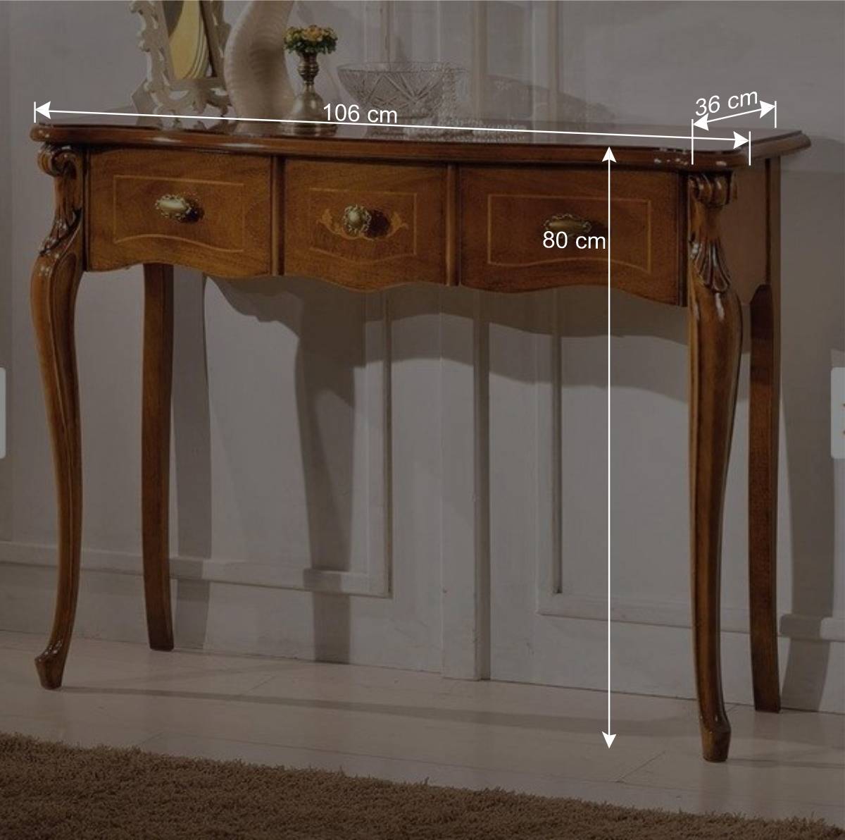 106x36 Konsolentisch mit drei Schubladen - Carlenna