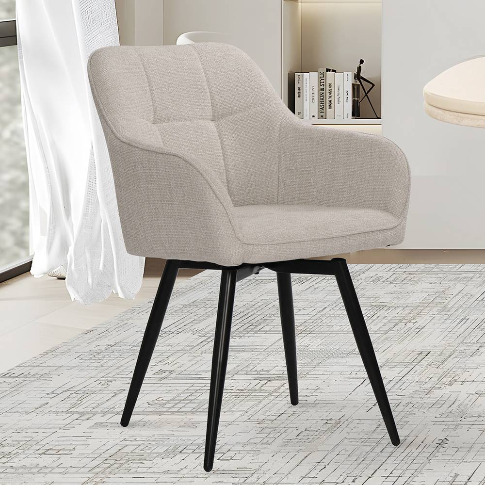 Drehbare Esszimmer-Tischsessel in Beige Stoff - Lasito (2er Set)