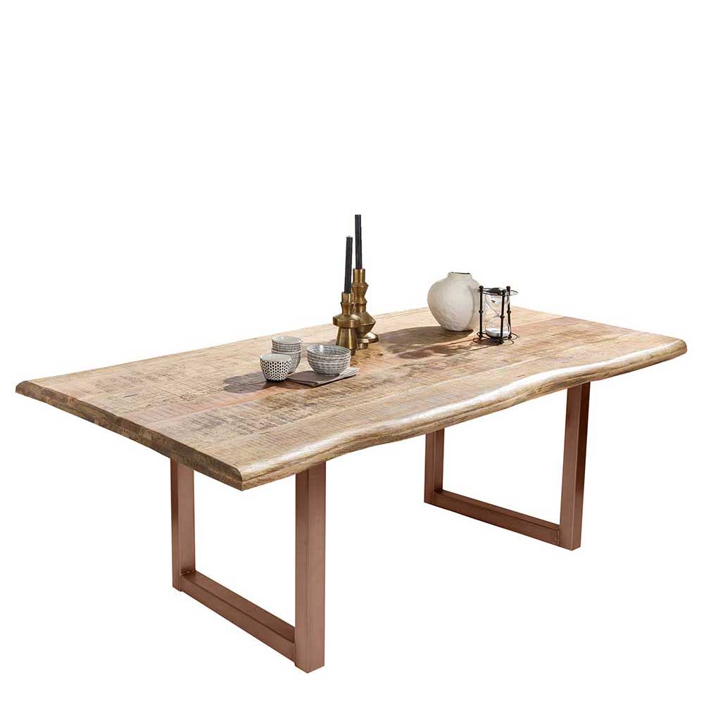 Küchentisch mit Live Edge Holzplatte Mango - Adiana