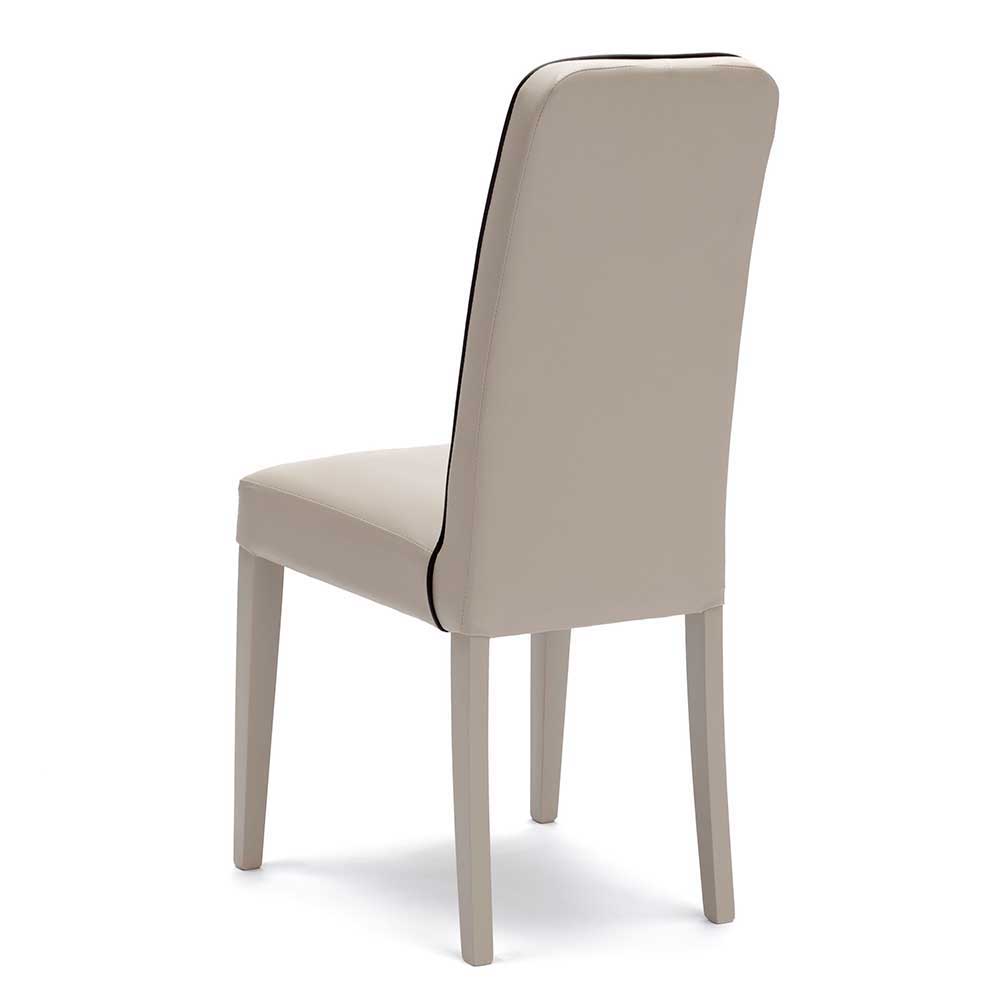 Gepolsterter Stuhl in Creme Flyma Kunstleder (2er Set)