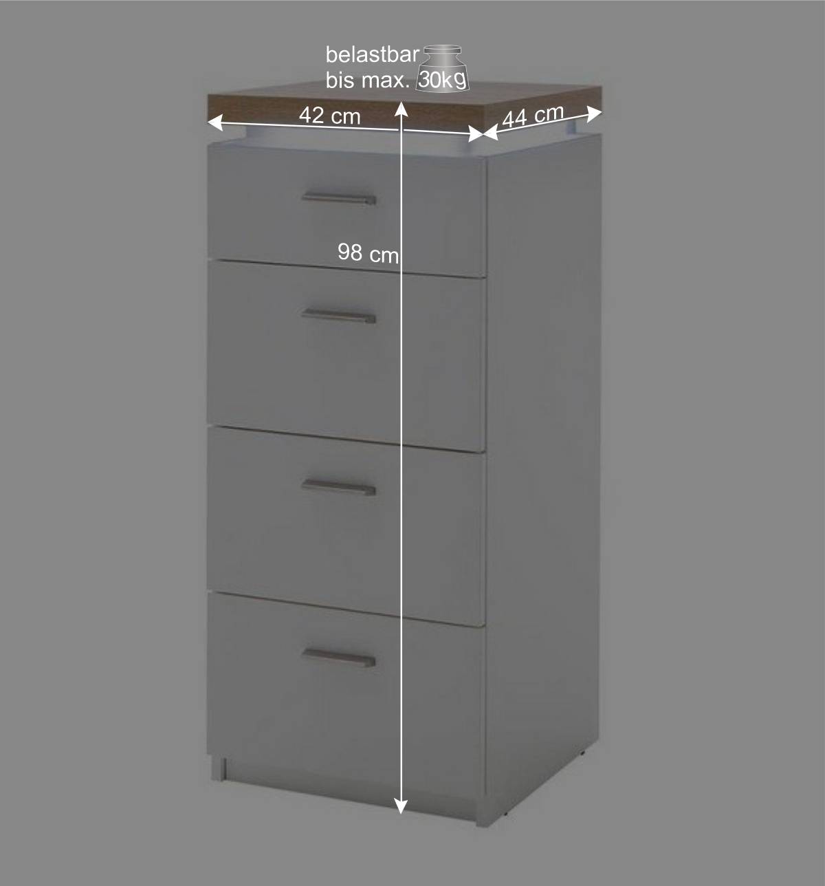 42x98x44 Wohnzimmer Hochkommode mit LED - Nusenia