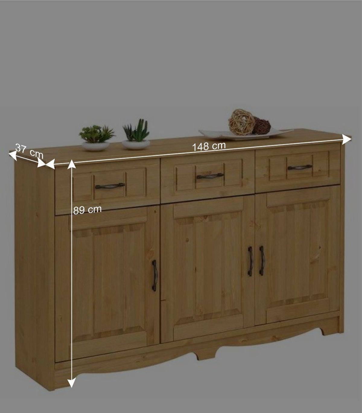 148x89x37 Landhaus Kommode in Natur geölt - Vanpos