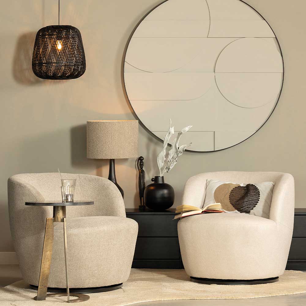Drehbarer Polstersessel in Beige meliert - Cagara