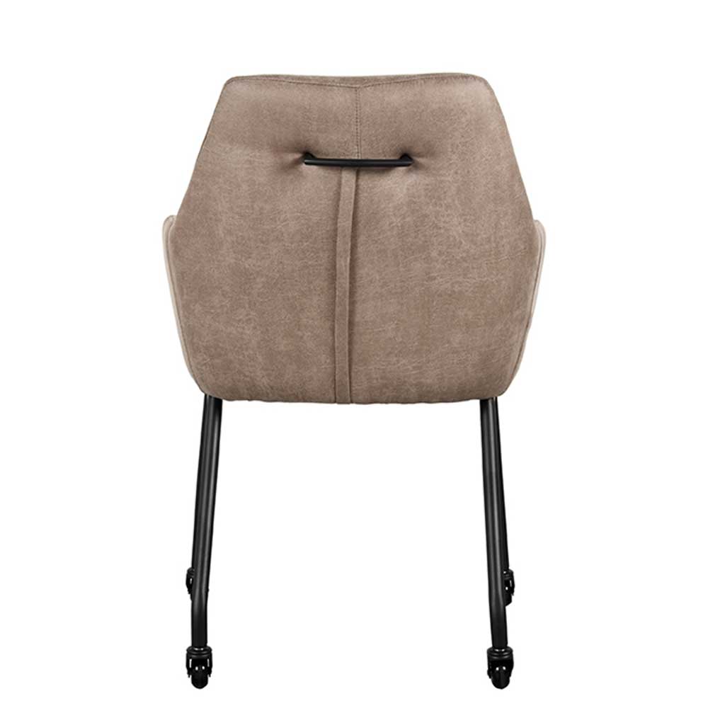 Armlehnstuhl mit Rollen in Taupe - Friedel (2er Set)