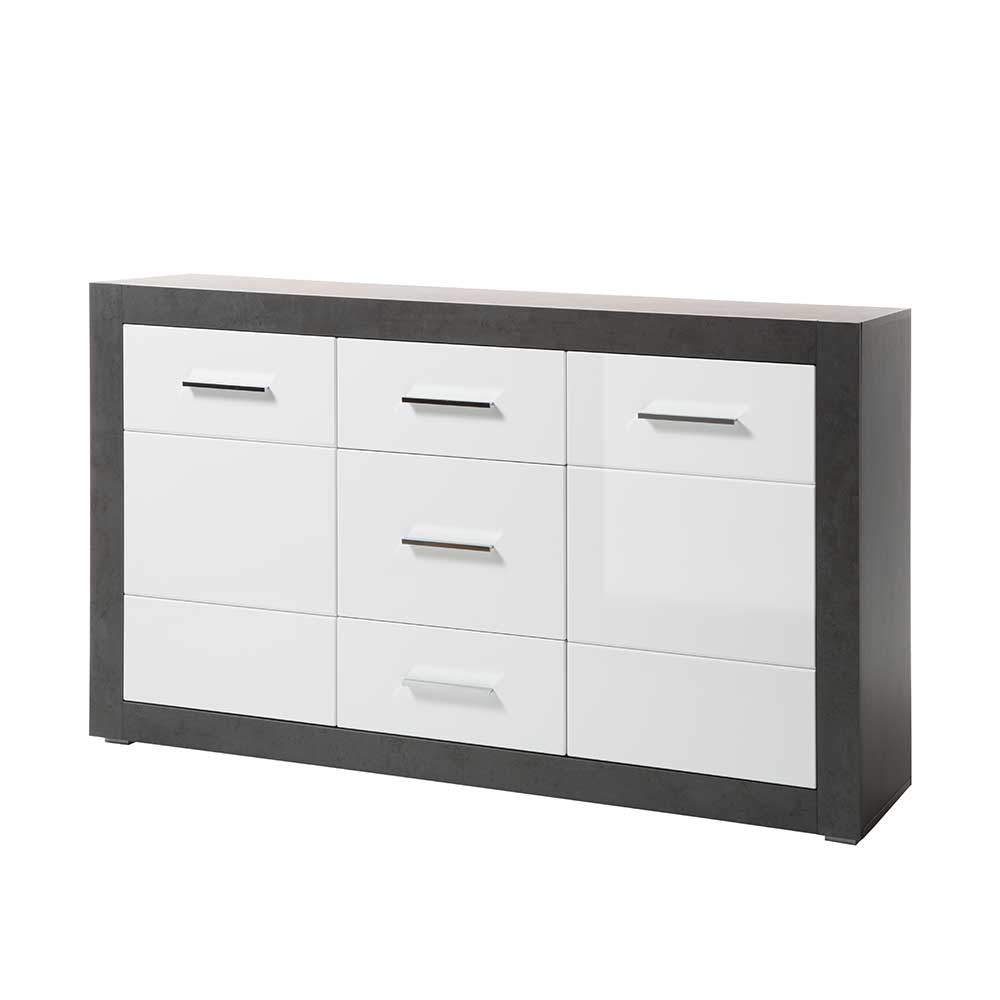 97cm hohes Hochglanz Sideboard in Weiß - Istensa