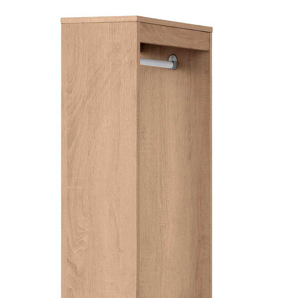 Kompakte Garderobe Holzoptik Eiche mit integrierter Kleiderstange – Alekona