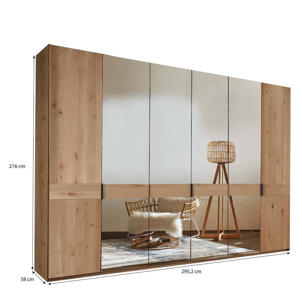 6-türiger Schlafzimmerschrank in Eiche Bianco - Yanicas