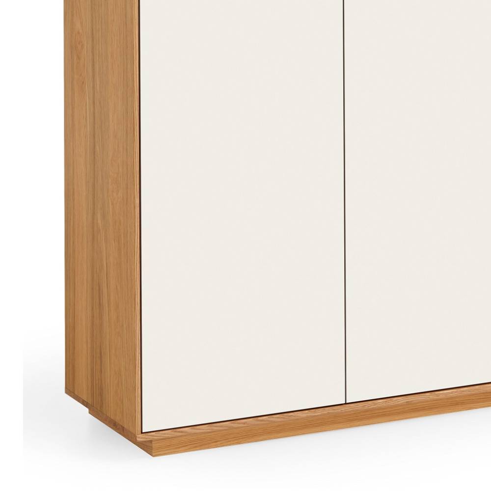 Schuhkommode Eiche Bianco und Weiß mit massivem Holzsockel – Didesco
