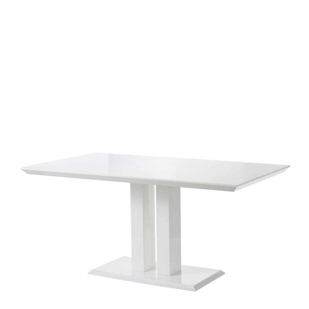 Weißer Hochglanz-Tisch mit Säulengestell - Giorgio