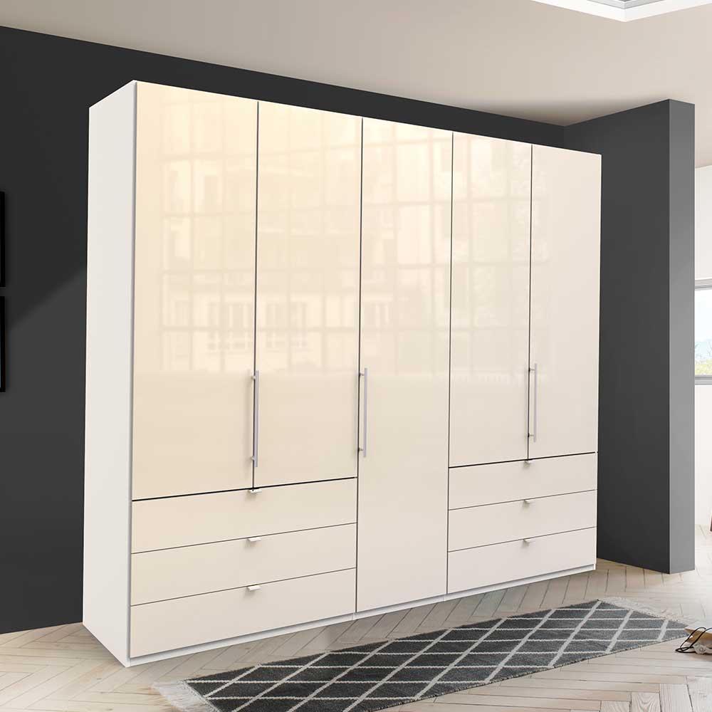 Schlafraum Kleiderschrank in Cremefarben Glas Front - Zidarie