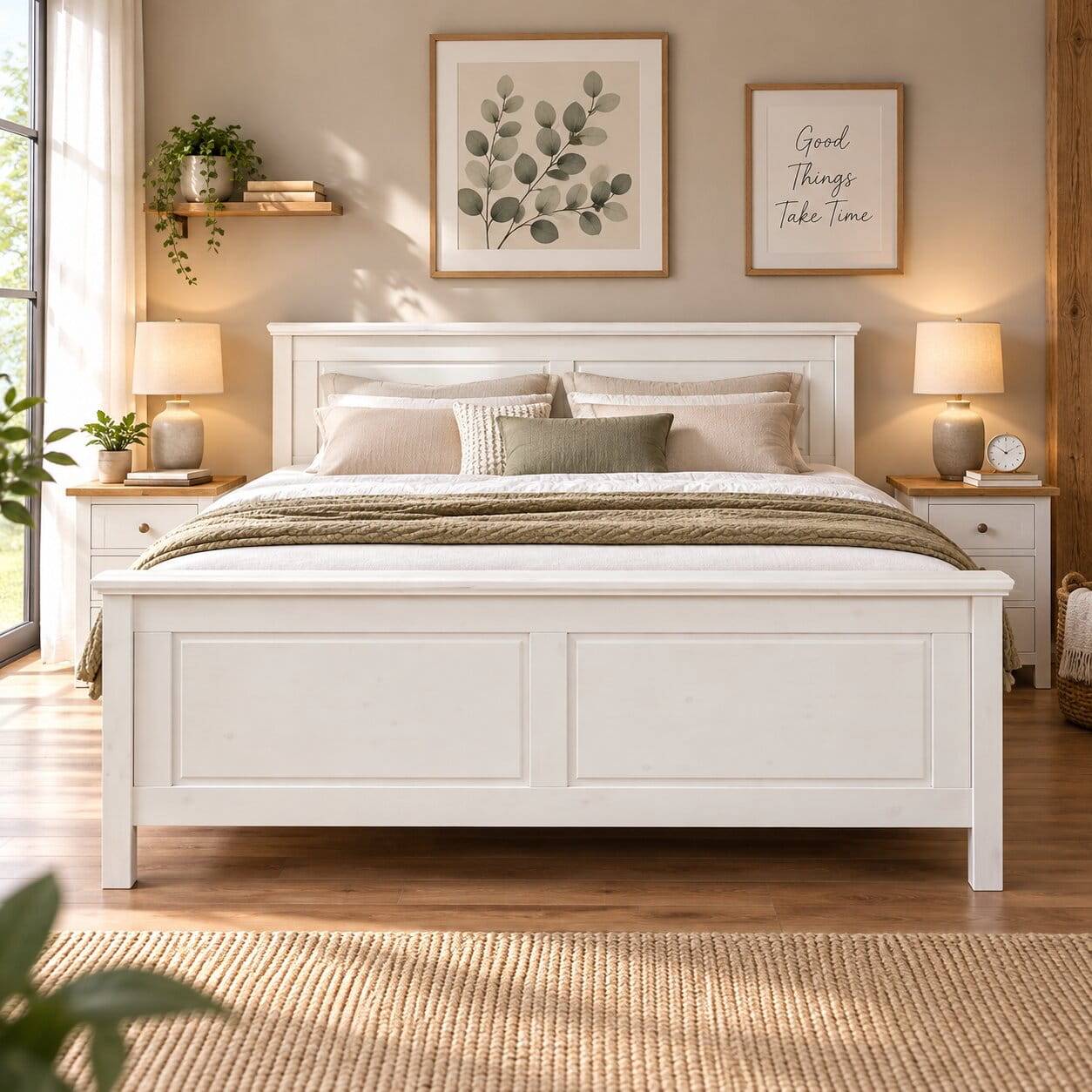 Weißes Bett als Einzelbett oder Doppelbett - Satumare